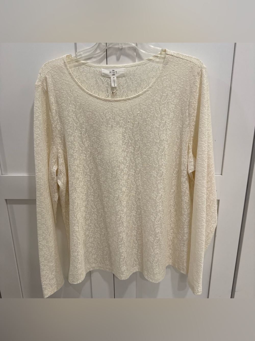 NWT Pivt Cream Lace Long-Sleeve Top Sz 2X